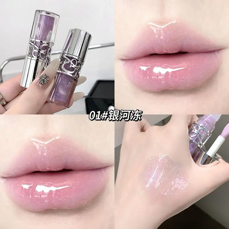Clear Glass Gray Coffee Shine Lip Gloss Mirror Watery Moisturize Plumper Long Lasting Lip Tint Juicy Lip Oil Gloss Stain Makeup Qme 01