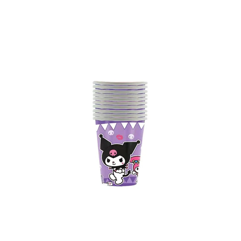 Hello Kitty Kuromi-themed Birthday Party Decorations Balloons Paper Qme Paper cups 10 piece