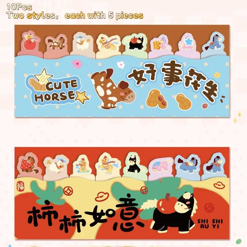 5 10Sets Cute Pony Cartoon Index Sticker Has Stickiness Tearable Qme A5