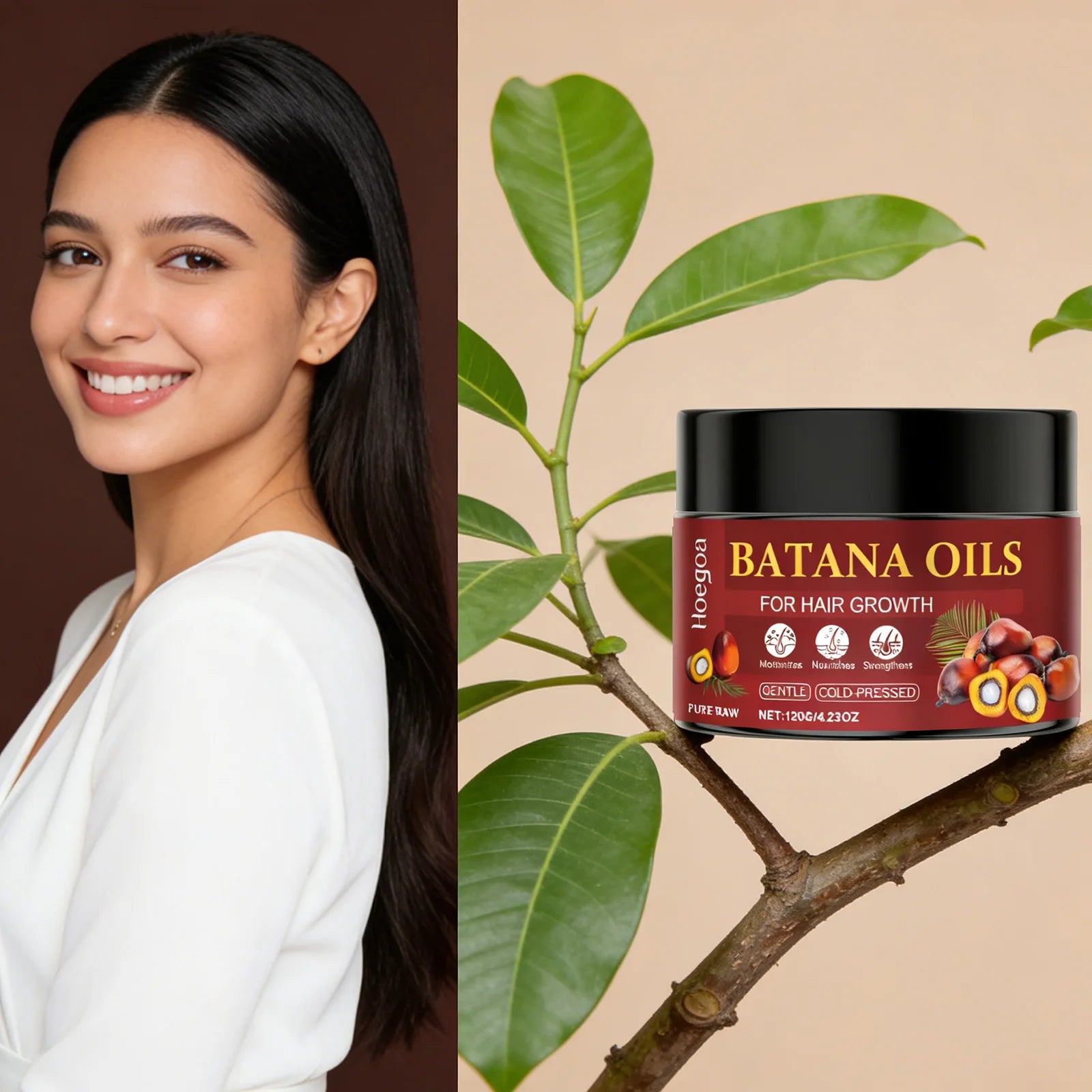 Batana Hair Care Oil Repair Damaged Strengthen Roots Anti Hair Loss Breakage Smooth Non-greasy Health Hair Regrowth Serum 120g Qme