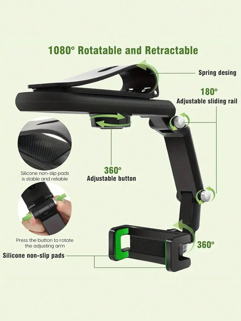 360 Degree Rotating Sun Visor Mobile Car Navigation Stand Universal Qme