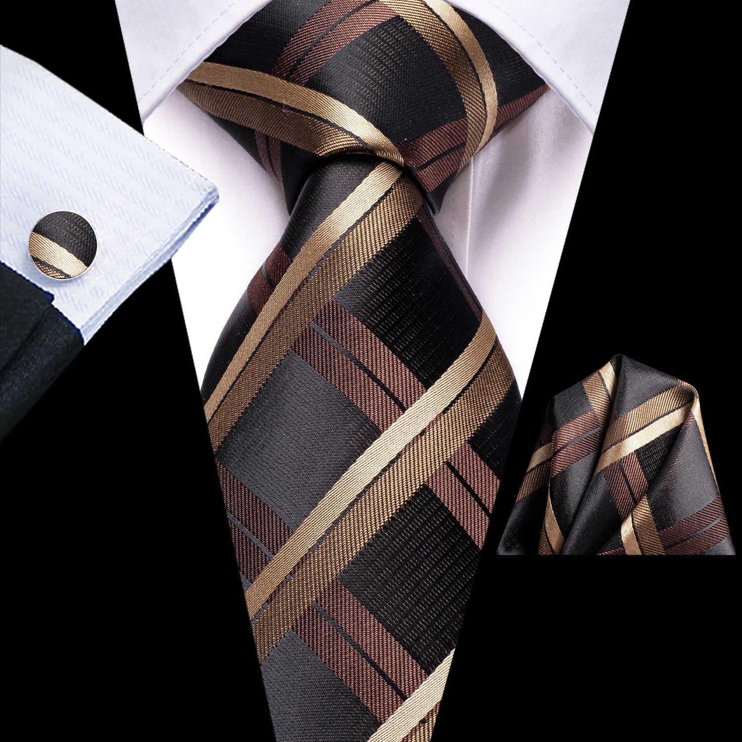 Business Black Solid Paisley Men's Tie Neck Strip Ties Men Formal