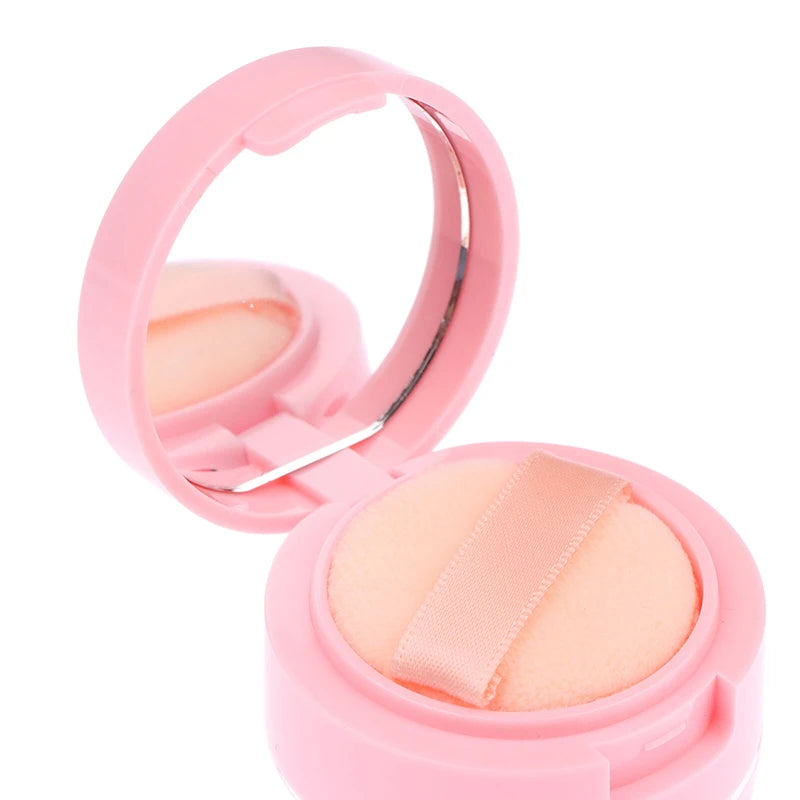 Portable Plastic Powder Box Sieve Mirror Loose Cosmetic Sifter Travel Qme