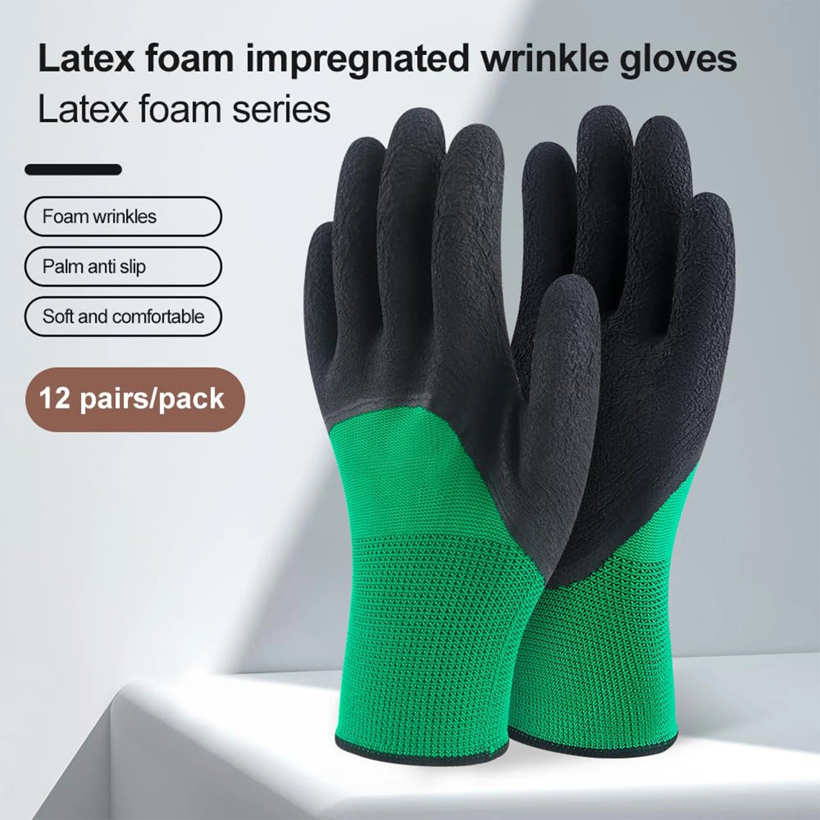 1Pair Rubber Latex Work Gloves Safety Labour Protection Garden Sports Motorcycle Driver Wear-resistant Non-slip Gloves Qme