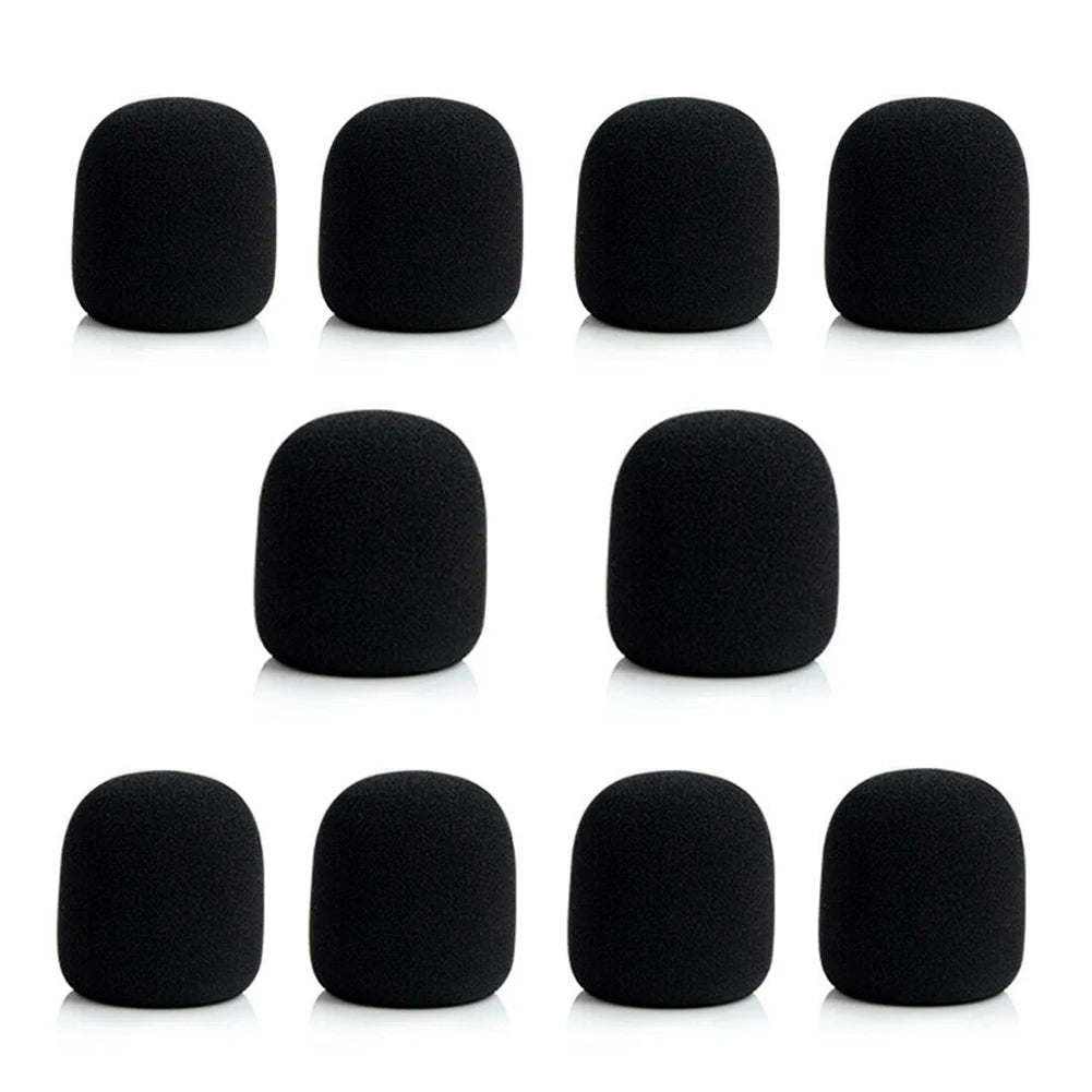 10pcs Microphone Foam Mic Sponge Ball Shape Cover Windscreen Protective Shield Qme black