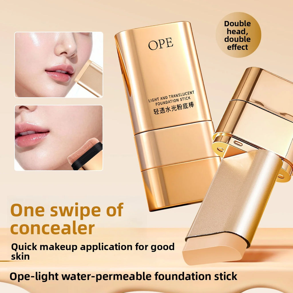 OPE 2-in-1 Foundation Stick Dual Head Concealer Brush Lightweight Qme
