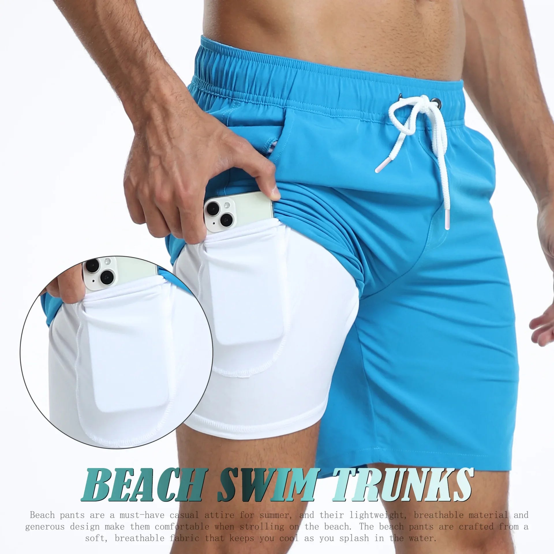 Men's Casual Large Size Beach Pants Corner Milk Silk Inner Street Clothing Breathable Soft Casual Daily Streetwear Short Men Qme