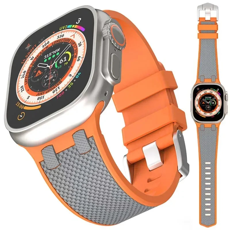 Carbon Fiber Strap for Apple Watch Ultra 2 49mm Silicone Band 45mm 44mm 42mm Men Sport Bracelet For iWatch Series 9 8 7 6 4 5 se Qme
