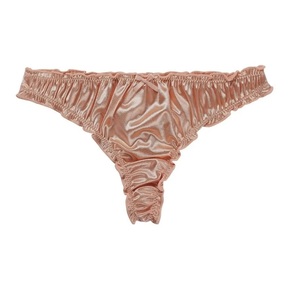Breathable Sweet Ruffle Women's Panties Lingerie Luxury Underwear Low Qme Skin Beige S 1pc
