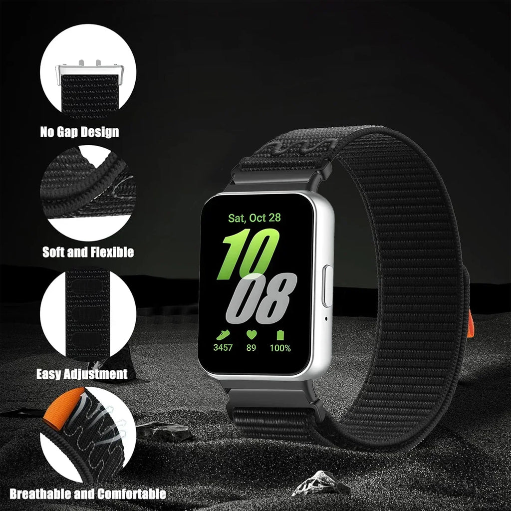 Nylon Loop Strap for Samsung Galaxy Fit 3 Adjustable Elastic Bracelet Watchband for iWatch Samsung Galaxy Fit3 Band Accessories Qme