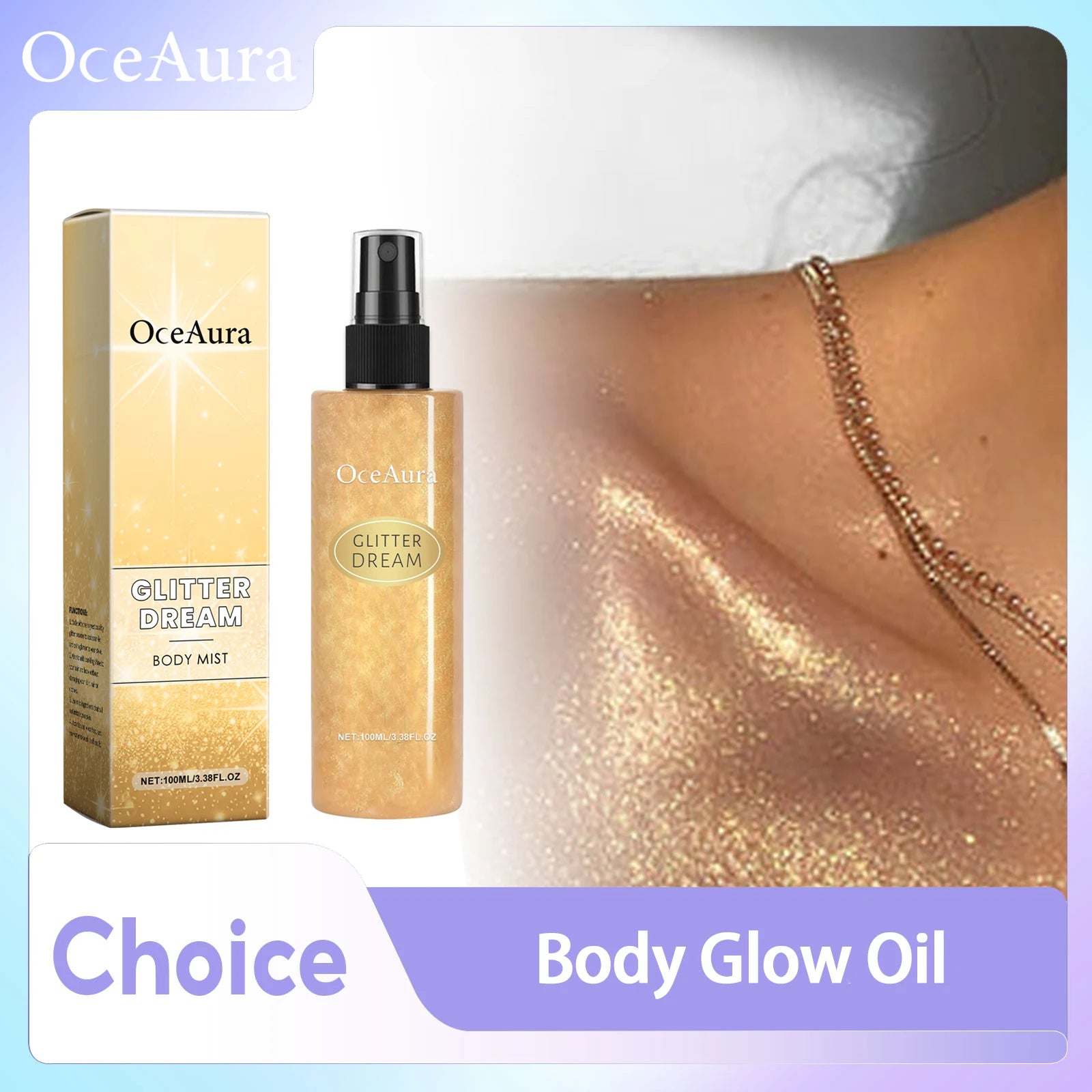 Face Hair Body Glitter Highlighter Spray Improve Skin Gloss Facial Highlight Powder Sparkling Makeup Festival Party Shimmer Oil Qme