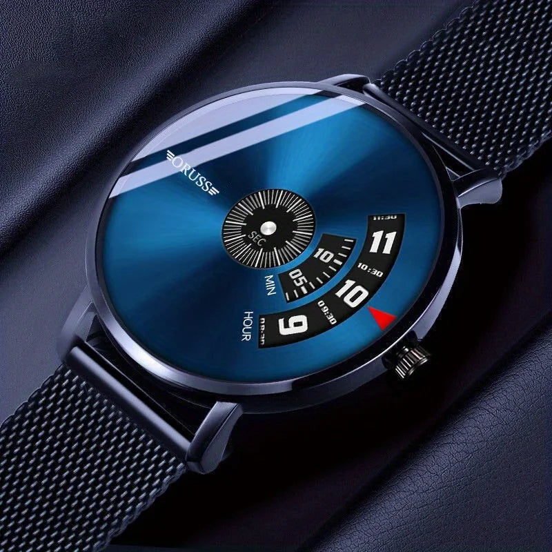 Casual Dual Time Quartz Watch Waterproof Automatic Mesh Band Sports Watch For Women Men Teens Students Qme