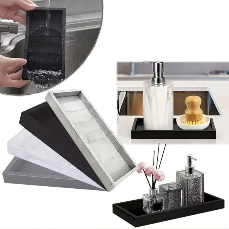 Silicone Sink Caddy Organizer Tray Waterproof Dries Fast Soap Qme