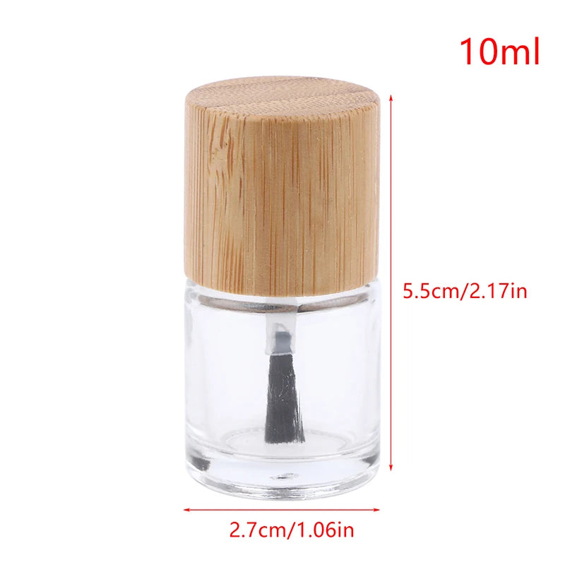 Hair Brush Nail Glue Bottle Solid Wood Bamboo Cover Oil Container Qme 10ml