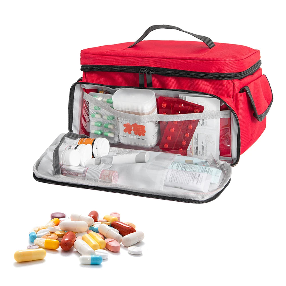High-Capacity Portable First Aid Kit, Travel Medicine And Medication Storage Bag Oxford Cloth Organizer Box Emergency Survival Qme