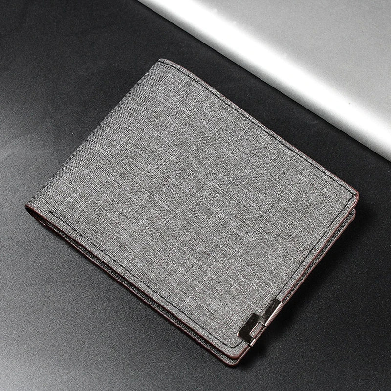 Denim Leather Storage Wallet Men Multi-functional Money Clip Simplified Coin Purse Large-capacity Multi-layer Storage Bags Qme Dark Gray