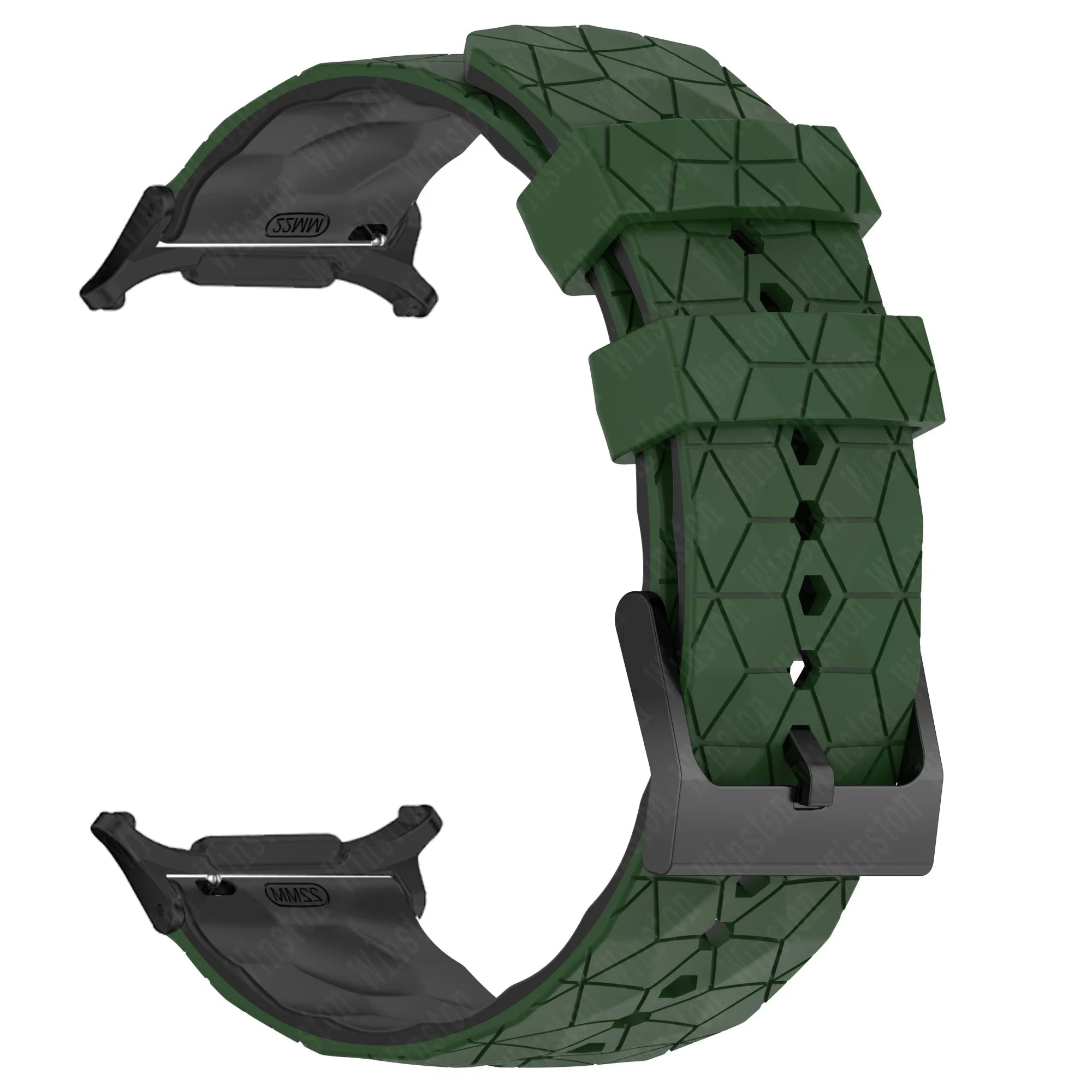 Sports Silicone Strap for Samsung Galaxy Watch 7 Ultra 47mm Soft Watchband Quick Fit Bracelet for Galaxy Watch 7 Ultra Wristband Qme Green Black-B Galaxy Watch 7 Ultra