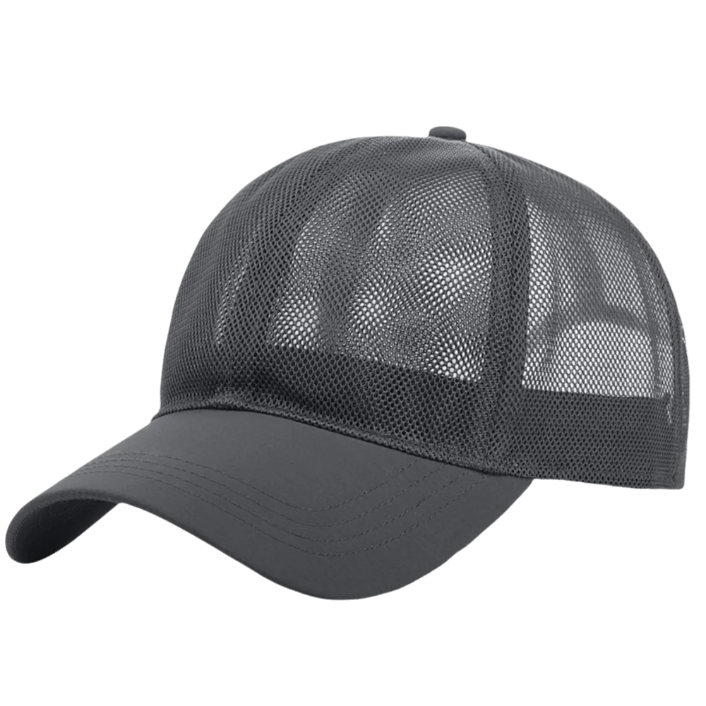 Adjustable Full Mesh Baseball Cap Sun Protection Openwork Quick Dry Baseball Cap Polyester Soild Color Hollow Out Baseball Cap Qme Grey
