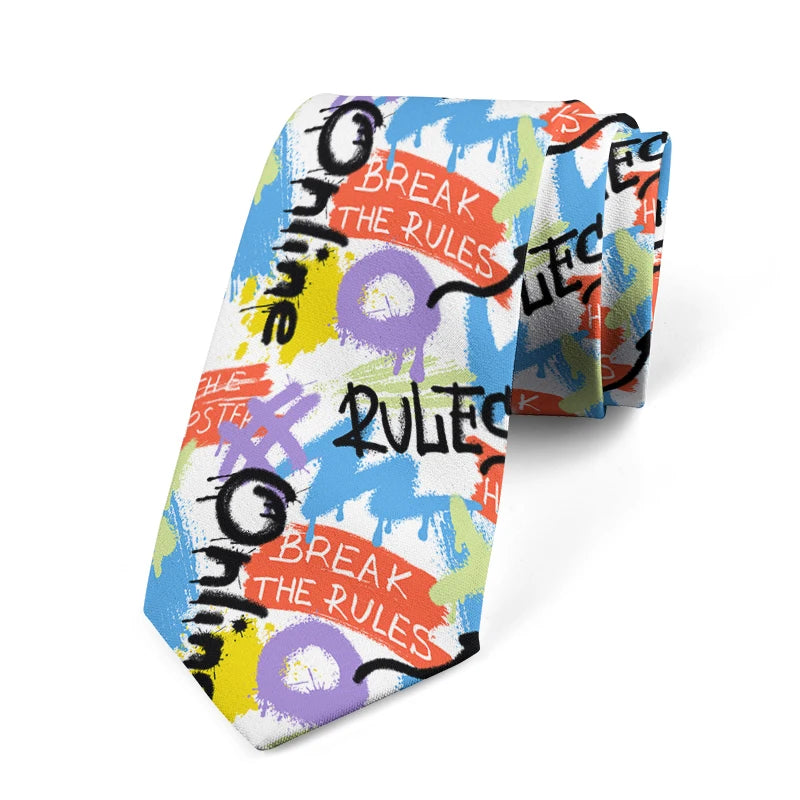 Funny Graffiti Printing Men's Tie Fashion Casual Street Novelty Qme style2