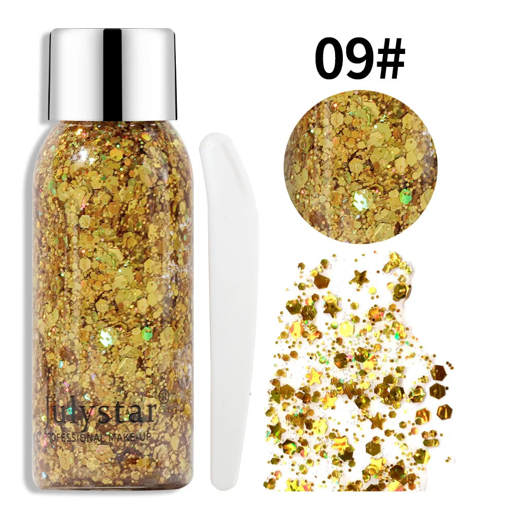 Body Glitter Gel Sequins Long Acting Face Eyes Hair Prom Party Qme July-LP-09