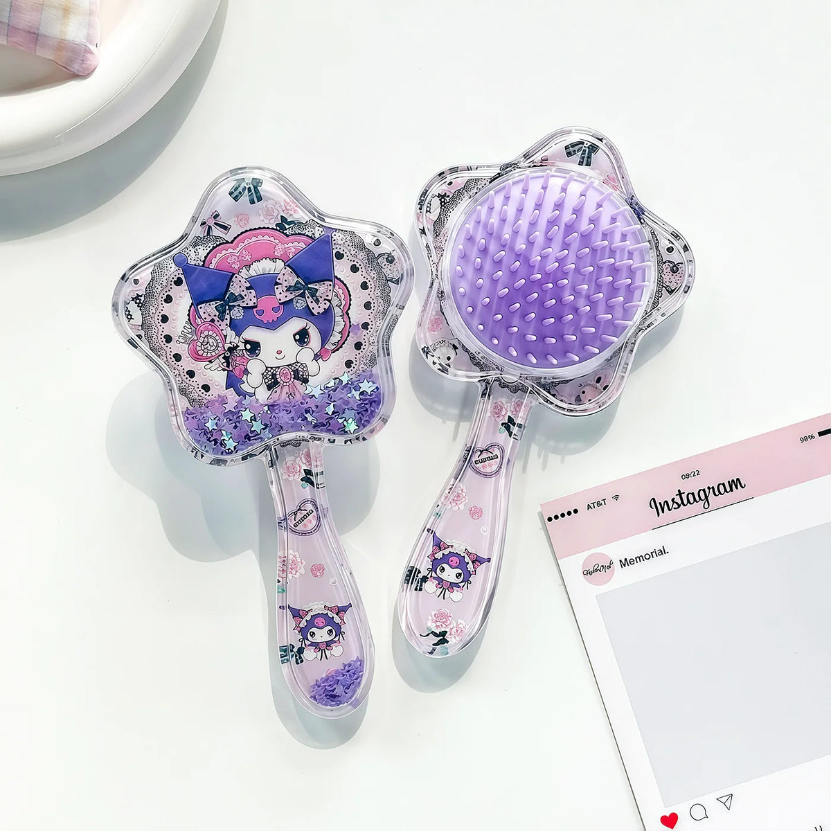 Hello Kitty Transparent Five-Pointed Star Loose Hair Comb Cartoon Cat Air-Cushion Comb Mini Portable Hair Comb Qme 1