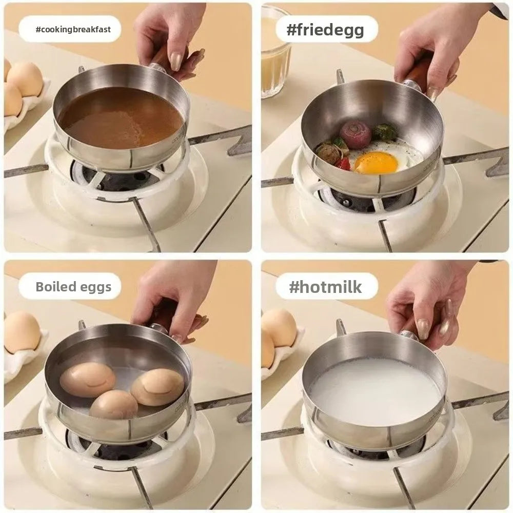 1/3 Optional Kitchen Cookware Stainless Steel Milk Pot Wooden Handle Non Slip Base Even Heat Performance For Induction Cooking Qme