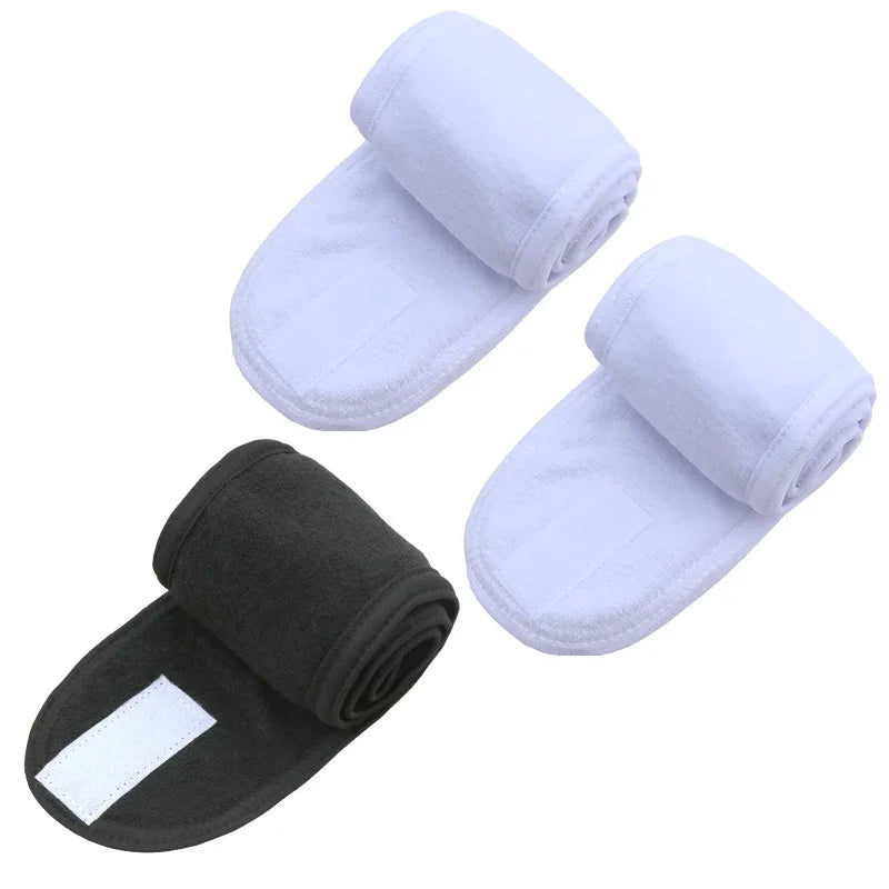Spa Wide Hairband Adjustable Head Band Women Yoga Bath Shower Makeup Qme 2ps white 1ps black