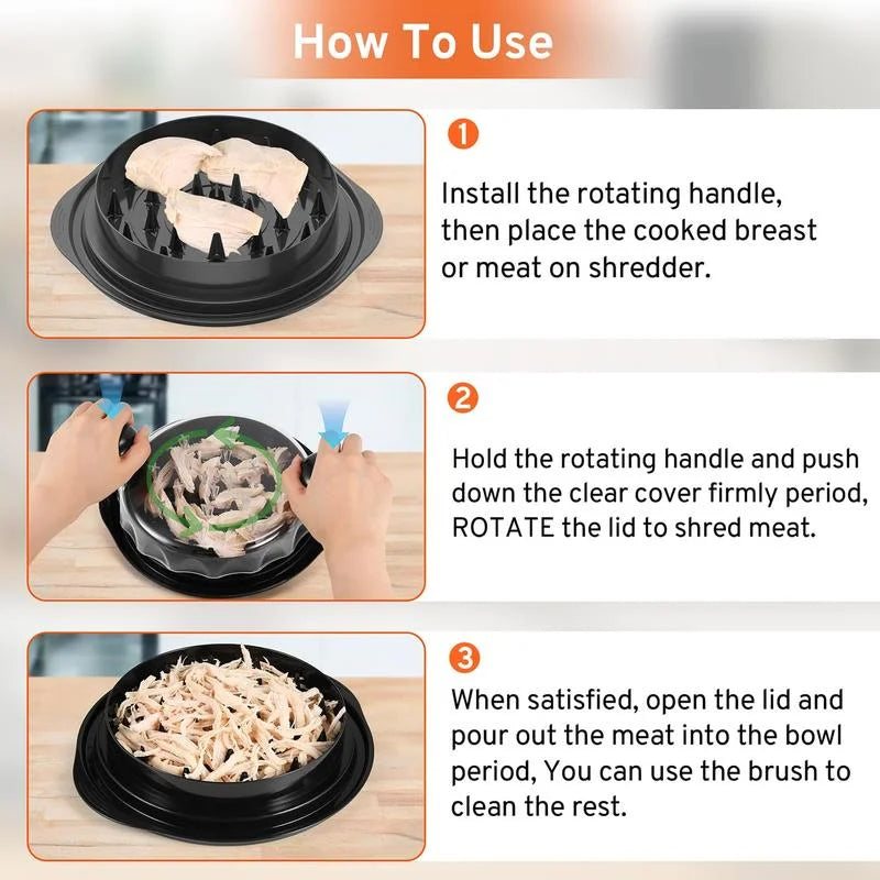 Large Chicken Breast Shredder Tool Visible Lid Meat Grinder For Chopping Chicken Beef Cabbage Vegetables Rotating Kitchen Tool Qme