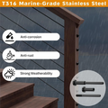 A02F-T316 Stainless Steel Invisible Receiver Swage Stud End Cable Railing Kits-40 Pack 1/8" For 2" X 2" Wood/Metal Post Qme Black