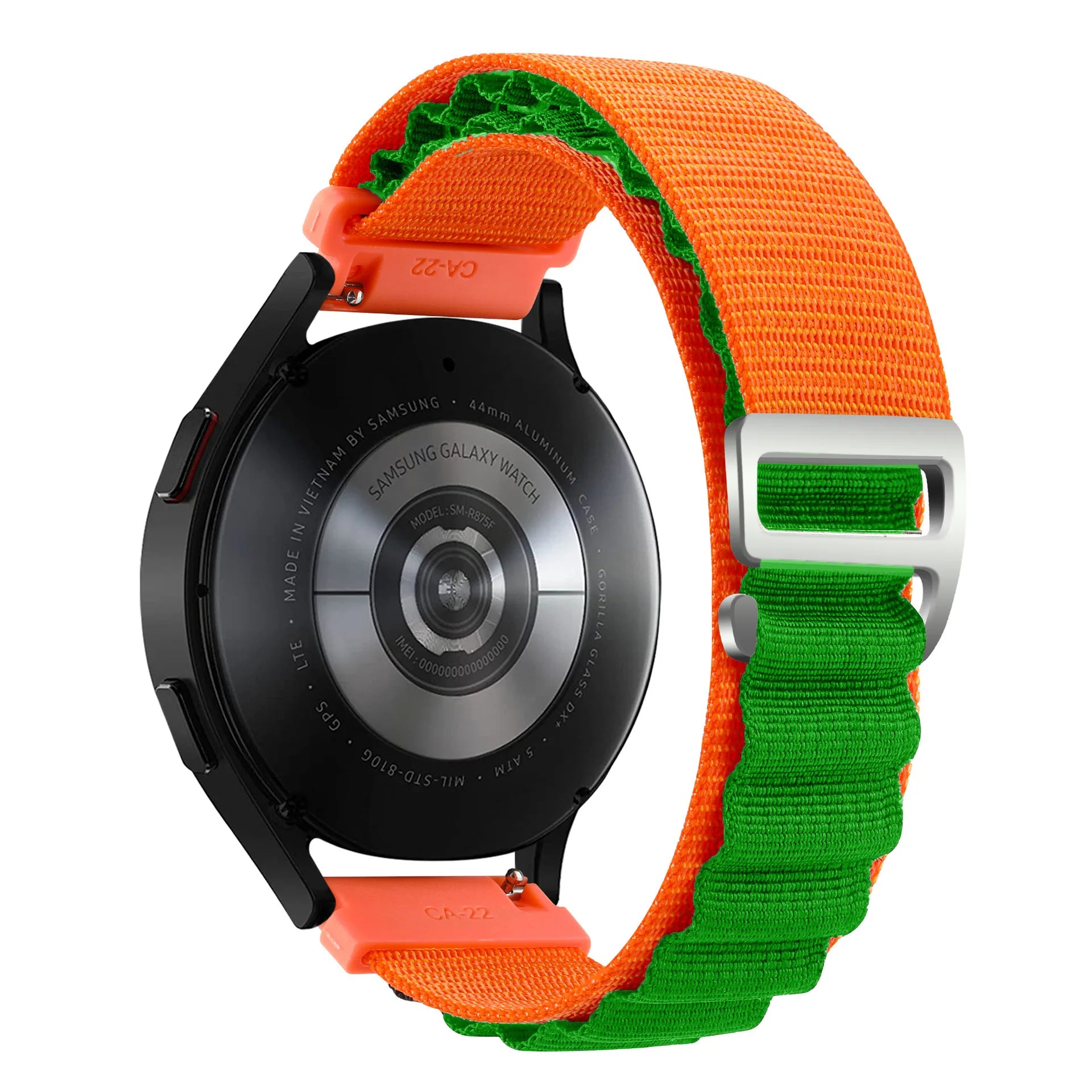 A Alpine Nylon Wrist Strap 18/20/22mm Outdoor Sport Sweatproof Compatible with Huawei Watch GT6 5 4 Samsung Watch Series 4-7 Qme OrangeBlue 22mm