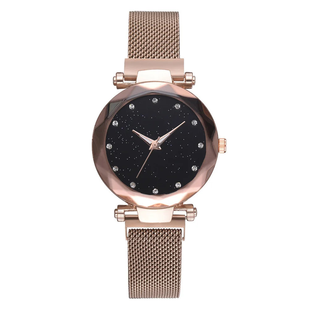 Luxury Women Watches Ladies Magnetic Starry Sky Watch Women Fashion Diamond Quartz Wristwatches reloj mujer zegarek damski Qme rose gold