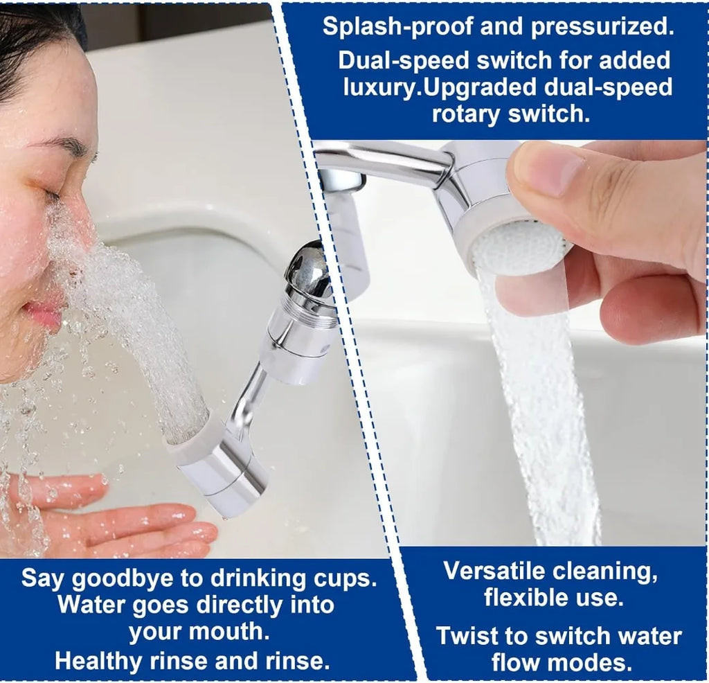 New 1080° Swivel Kitchen Faucet Extender Spray Head Stainless Steel Splashproof 2 Mode Tap Nozzle Bubbler Sink Faucet Aerator Qme