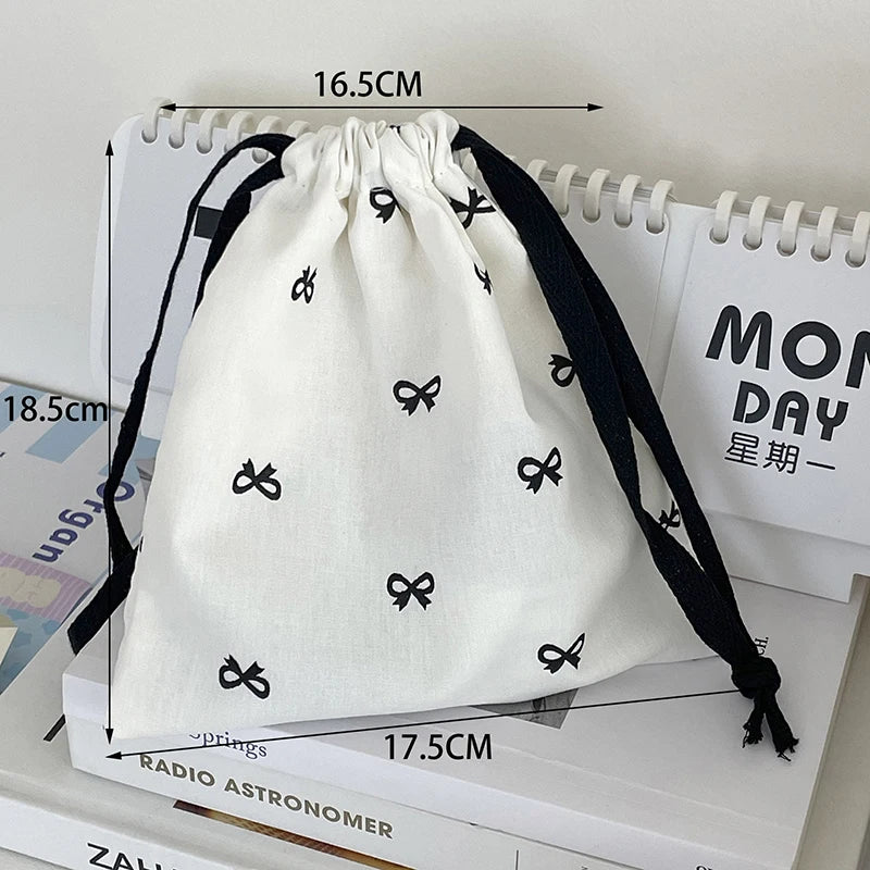 Makeup Bag Underwear Clothing Portable Organizer Cute Pink Bowknot Qme black-S