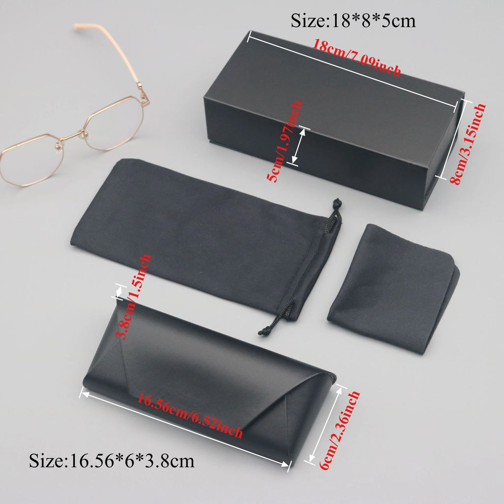 4 pcs Set High-Quality Black Eyeglass Case Handmade Faux Leather Large Capacity Storage Luxurious Premium Feel Eyeglass Box Qme