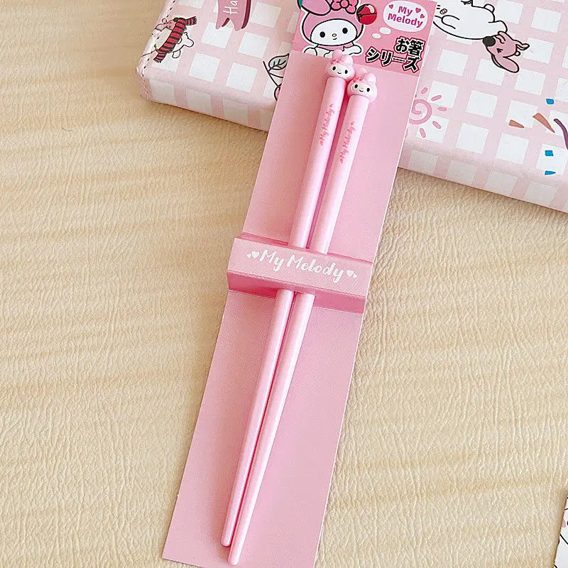 Hello Kitty Kuromi Cartoon Children's Tableware Spoon Portable Two-Piece Set for Students Stainless Steel Fork and Spoon Set Qme 10