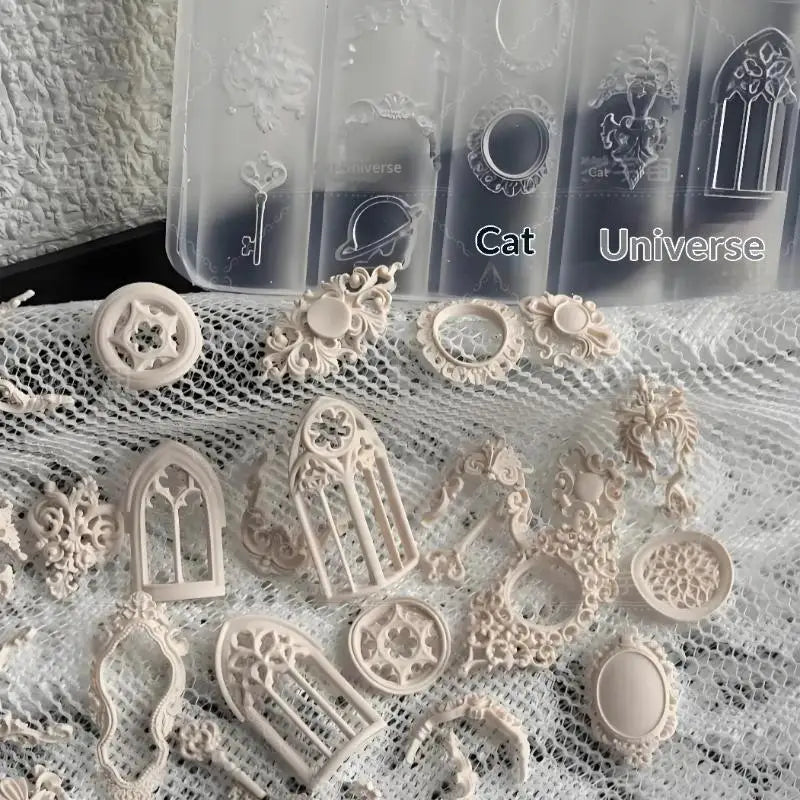 3D Silicone Nail Art Mold European Retro Patterns Candlestick Candle Qme