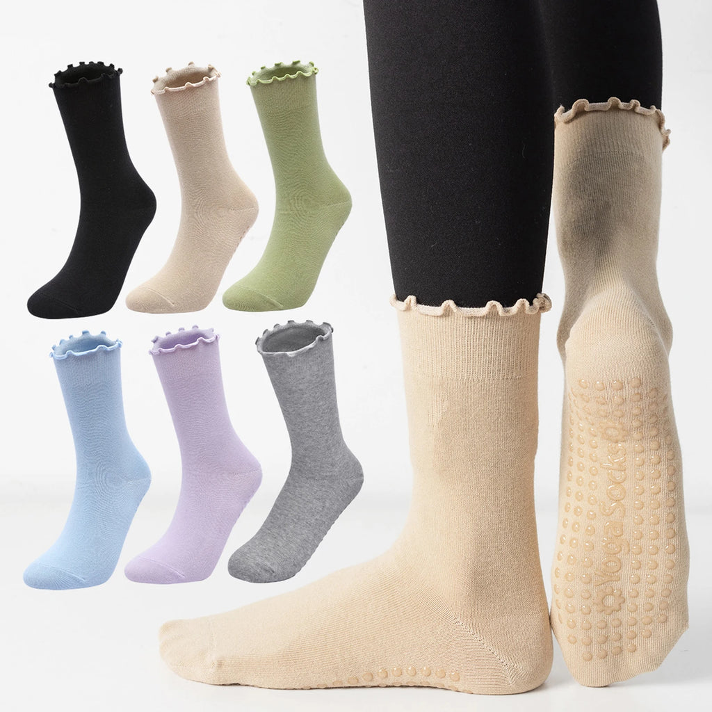 Ladies' Fitness Cotton Breathable Non- Pilates Yoga Socks Damping Dance Ballet Grip Socks Solid Color Casual Knee-high Socks Qme