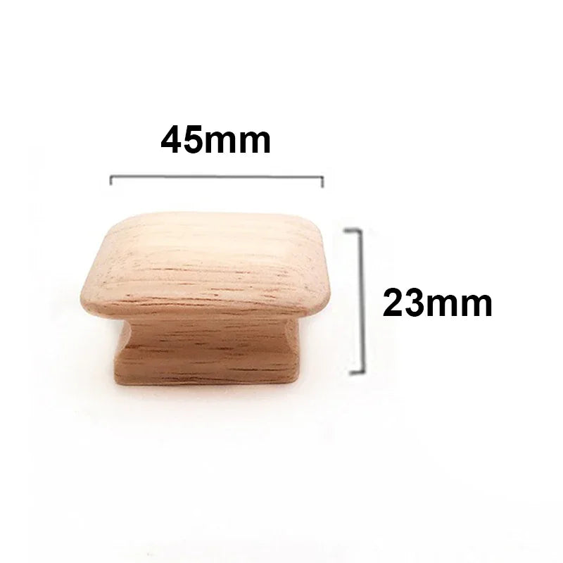 1-48pcs Wood Cabinet Pulls Nordic Round Wooden Cupboard Wardrobe Drawer Pulls DIY Natural Solid Closet Handles with Screws Qme Square(45x23mm) 40pcs