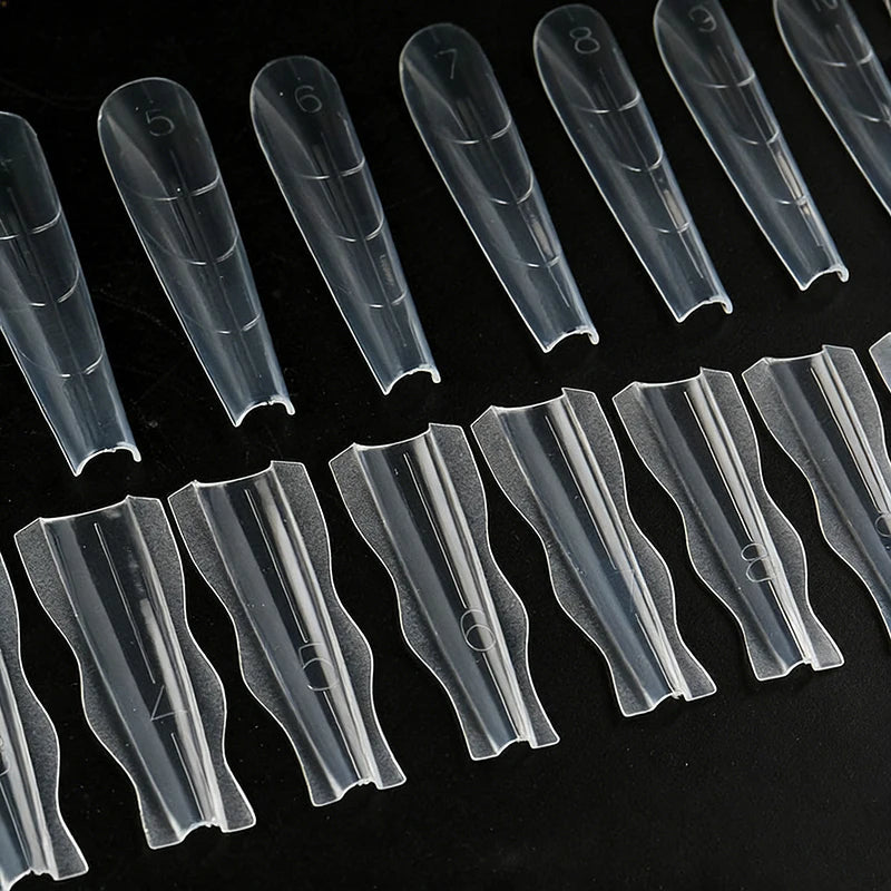 Coffin Dual Forms Nail Extension Sandwich Molds 15 Sizes Reusable Qme