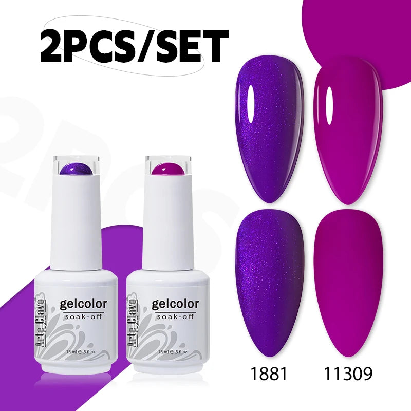Arte Clavo Jelly Nail Gel Polish Supplies Purple Pink Red Blue Green Qme