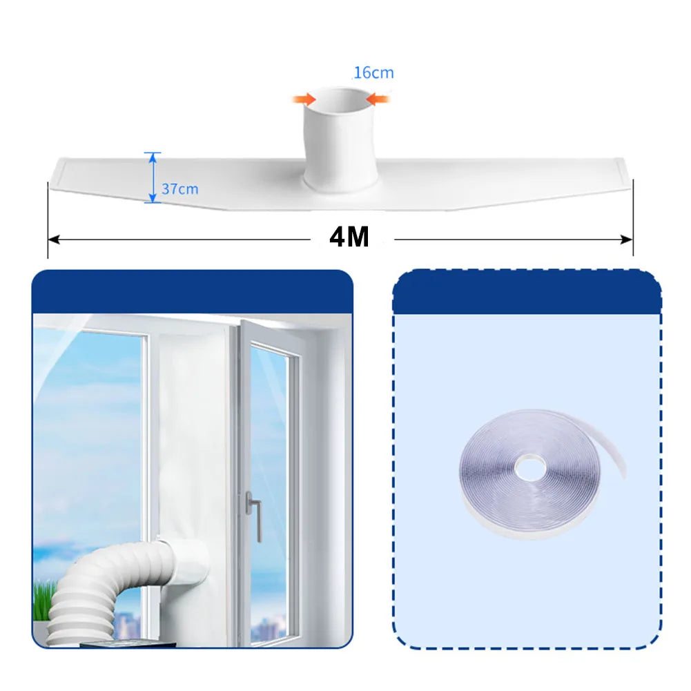 3/4/5M Portable Air Conditioner Sealing Cloth Baffle Side Opening Window Sealing Cloth Sealing Plate Window Seal With Drawstring Qme 4M