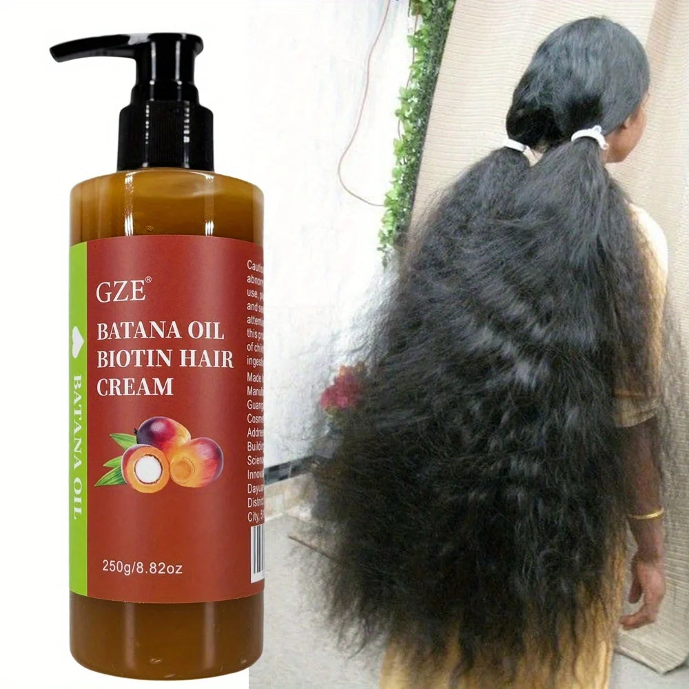 GZE Batana Oil Biotin Hair Cream Strong Hair Anti-Breakage Repair Split Ends Silky For Dry Hair Qme