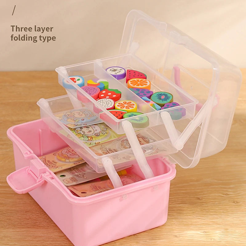 Children's Hair Accessories Storage Box Head Rope Hairpin Card Pen Sundries Stationery Box Cute Girl Jewelry Box Qme