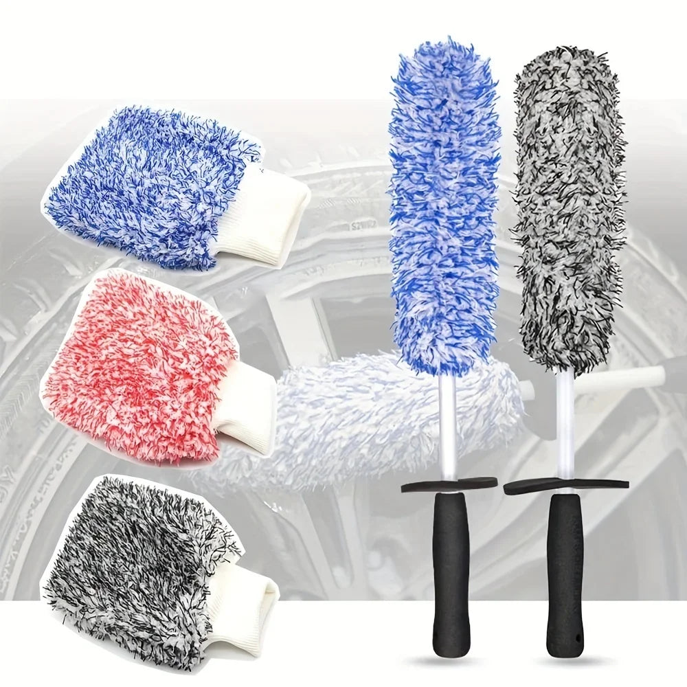 Car Wash Super Brush Microfiber Premium Wheels Brush Non-Slip soft Handle Easy To Cleaning car wheel Spokes Car Accessories Qme