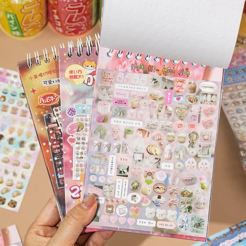 18 Sheets Cute Foods Fruit Cake Retro Decorative Sticker Book Scrapbooking Handbook Material Phone Stickers Kids Gift Qme