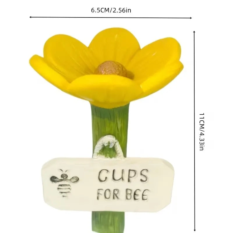 Flower Shaped Resin Bee Watering Station Hummingbird Feeder Realistic Qme