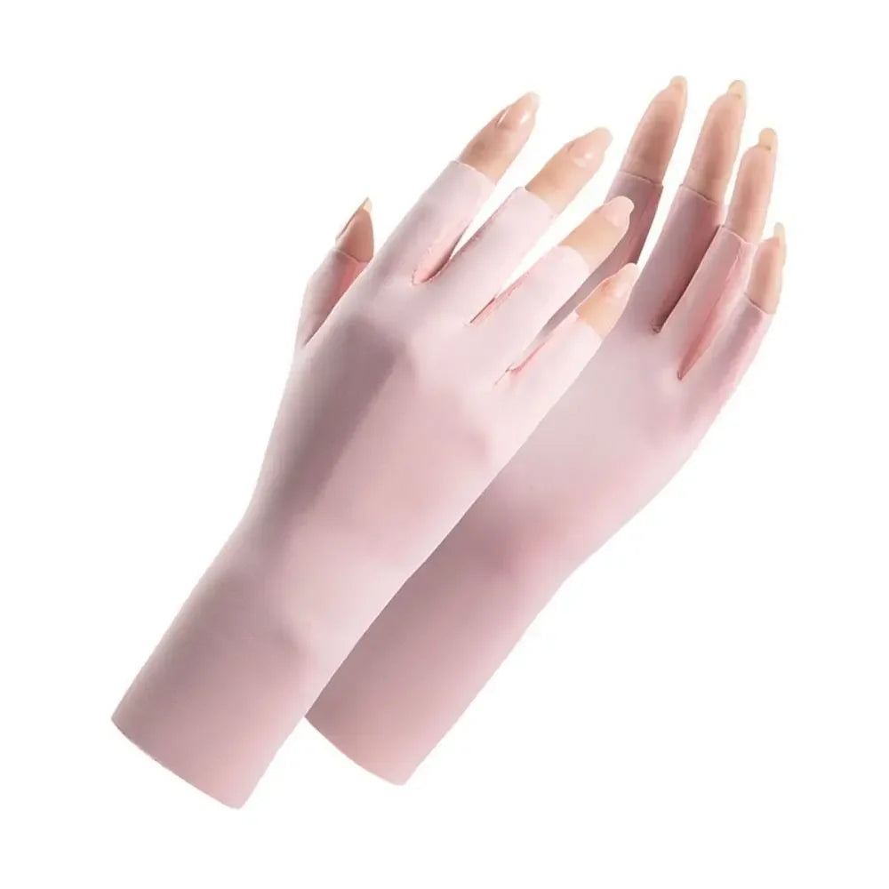 1 Pair Fingerless Gloves Thin Outdoor Riding Gloves UV Protection Multicolor Driving Gloves Stretch Female Touchscreen Qme 49PK