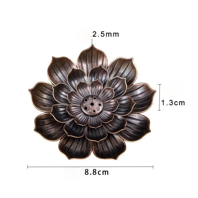 New 1PC Alloy Incense Burner Stick Holder Plate Buddhism Lotus Censer Bronze Nasturtium Incense Burner Qme Copper L