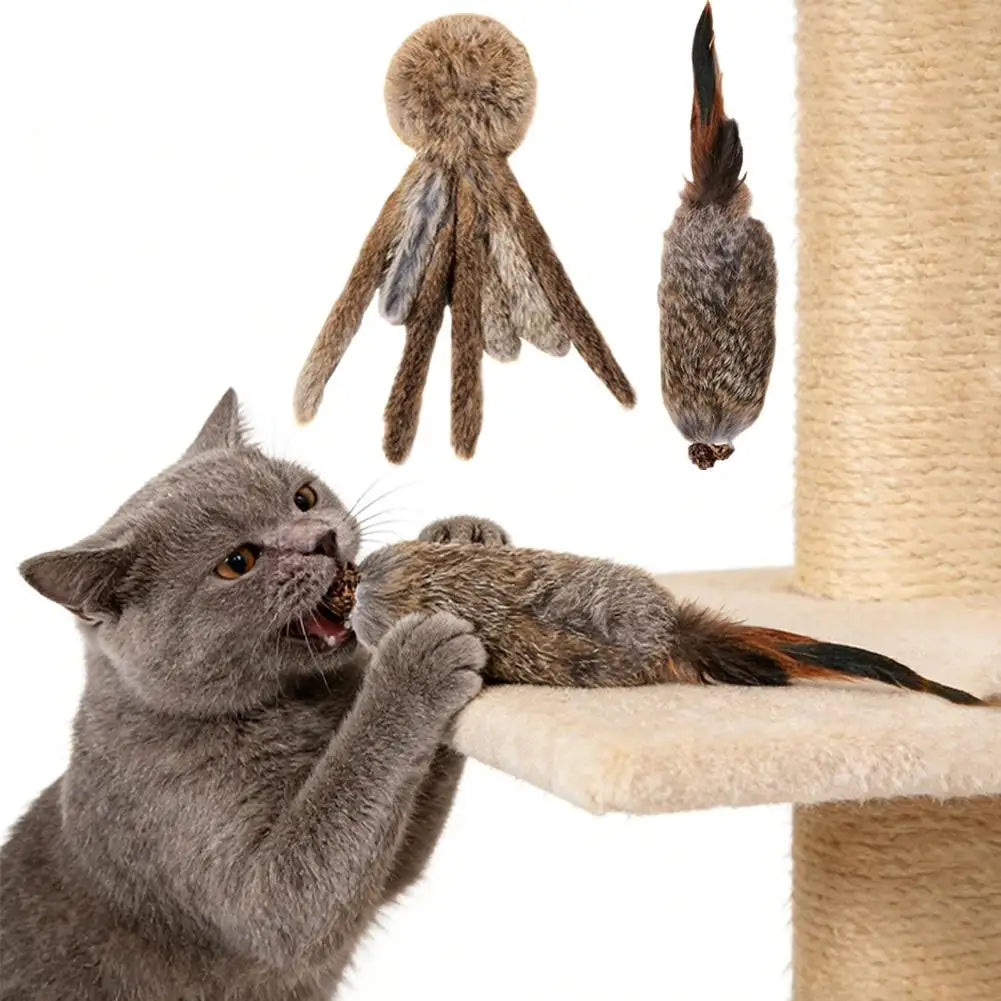 Artificial Rabbit Fur Cat Toys Soft Durable Interactive Indoor Kitten Qme