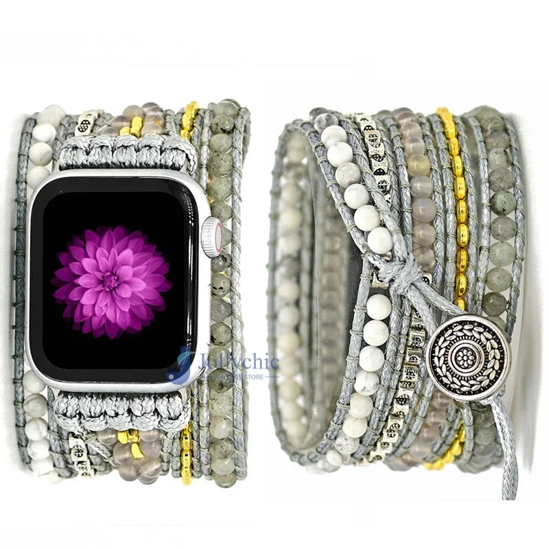 Bohemia Strap for Apple Watch Ultra Band 49mm 44mm 45mm 41mm 42mm 38 Handmade Natural Beads Bracelet Iwatch Series 8 7 6 Se 5 3 Qme Style 10 42-44-45-49MM-M